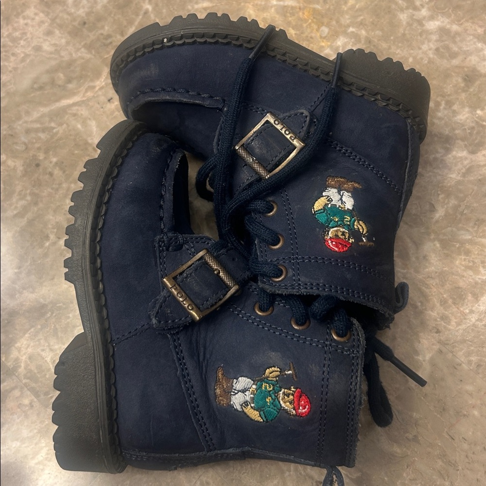 Polo by Ralph Lauren Kids Navy Boots with Embroidery